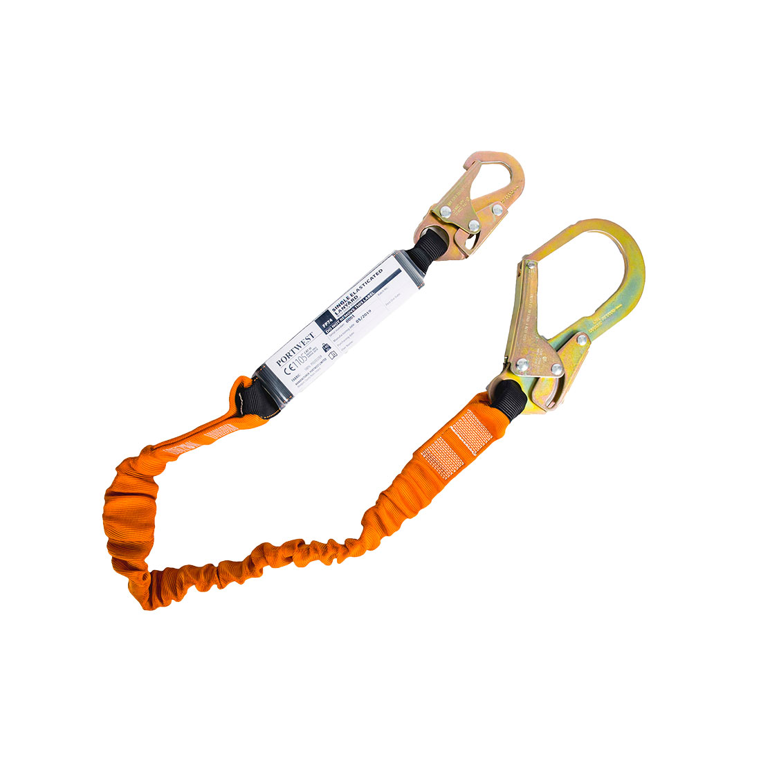 Enkelt 140 kg Lanyard med falddæmper - Sort/Orange