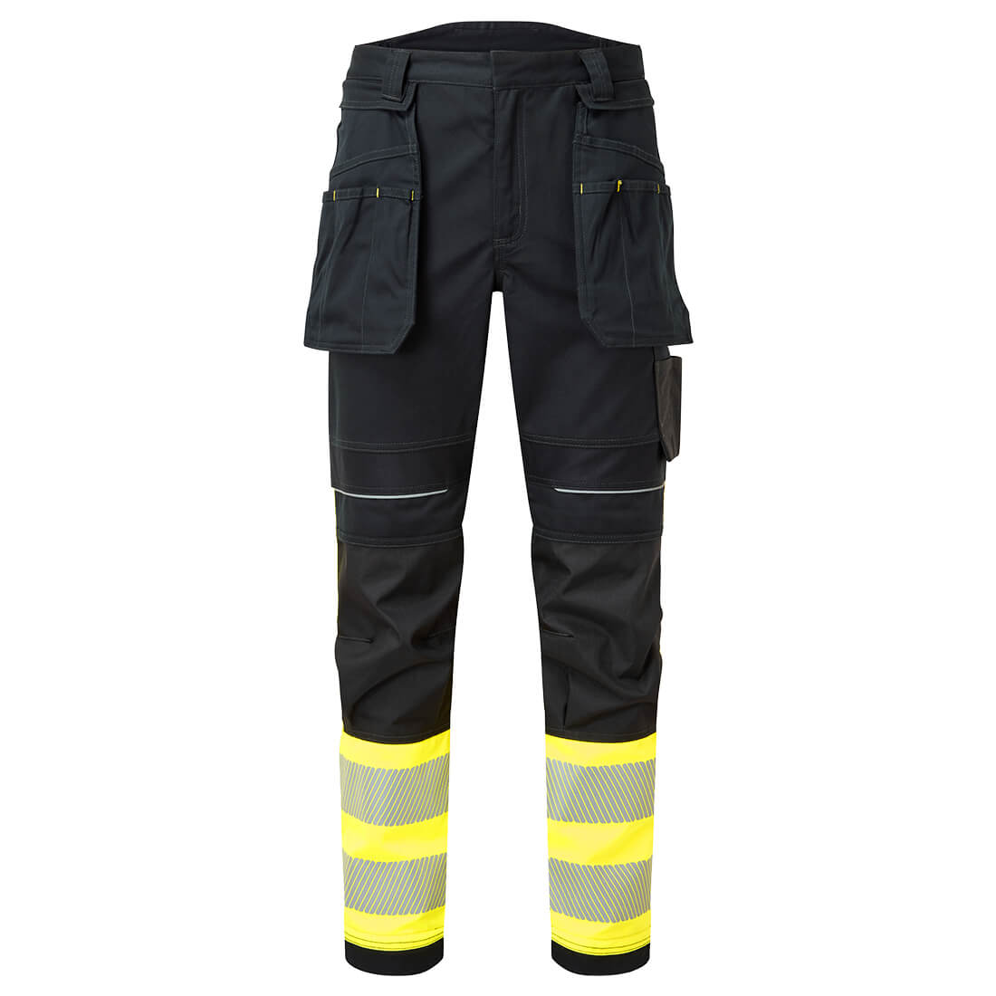 PW3 FR Hi-vis klasse 1 hængelomme bukser - Gul/Sort