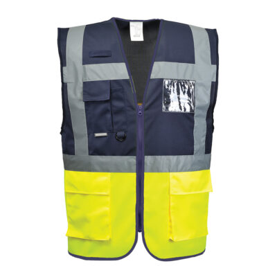 Paris hi-vis kontrastfarvet executive vest - Gul/Marine