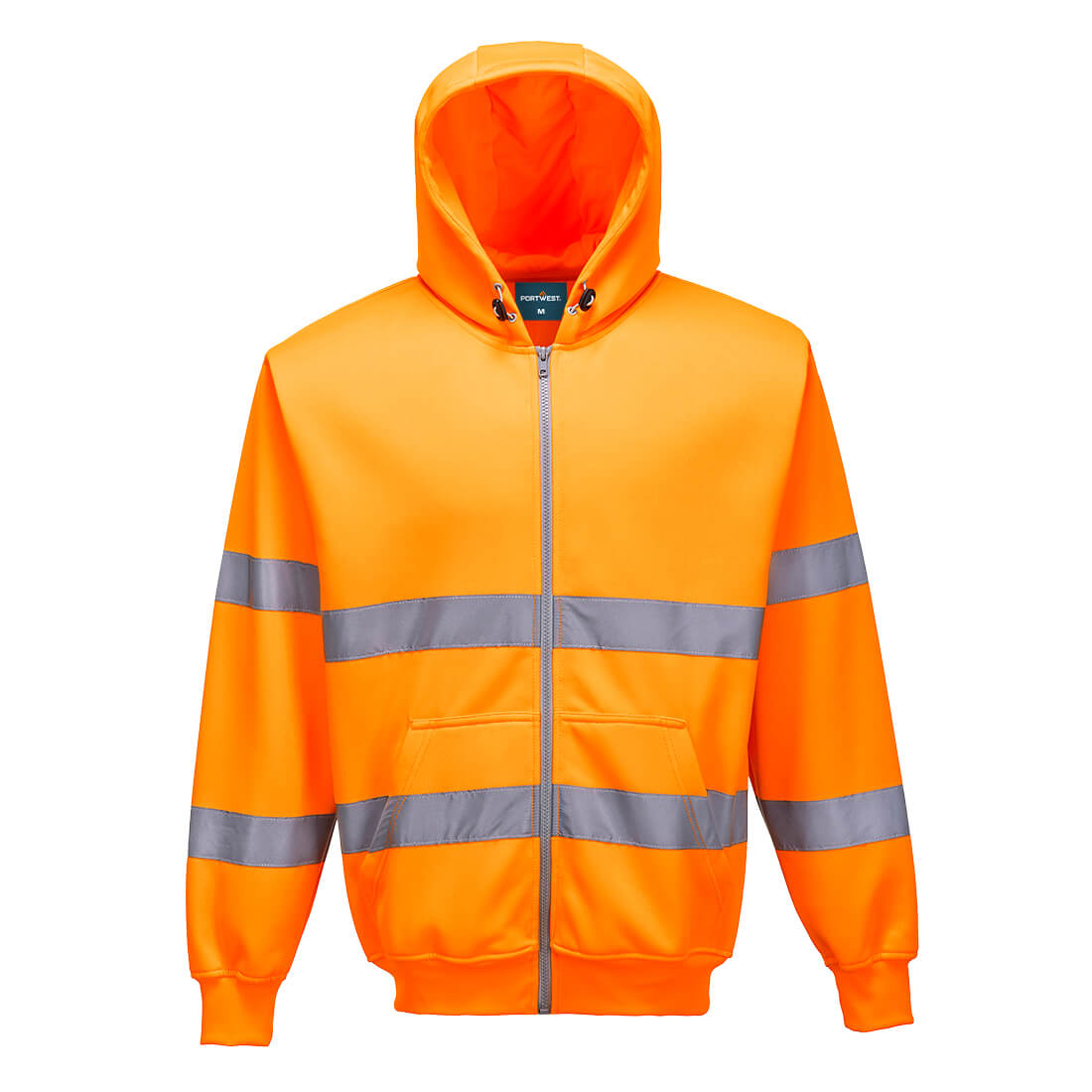 Hi-vis hætte sweatshirt med lynlås - Orange