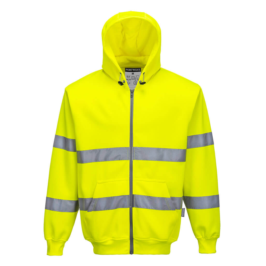 Hi-vis hætte sweatshirt med lynlås - Gul