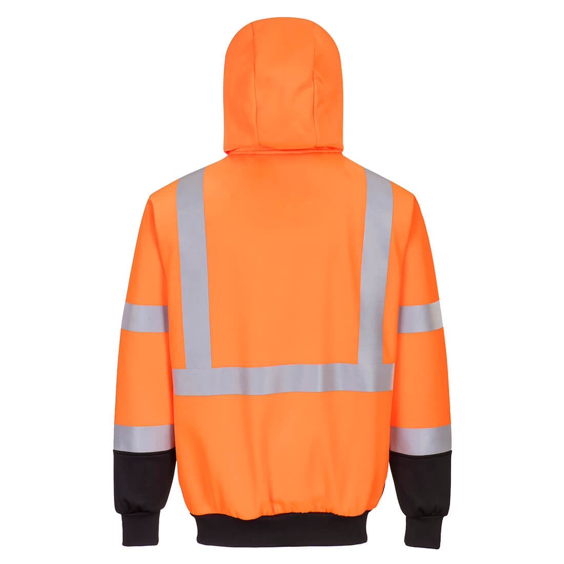 Hi-Vis Two-Tone Hoodie med lynlås - Orange/Sort - Billede 2