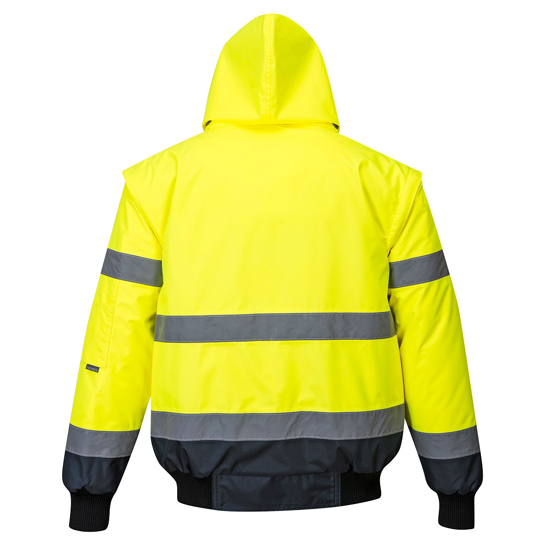 Hi-Vis 3 i 1 pilotjakke med kontrastfarve - Gul/Marine - Billede 2