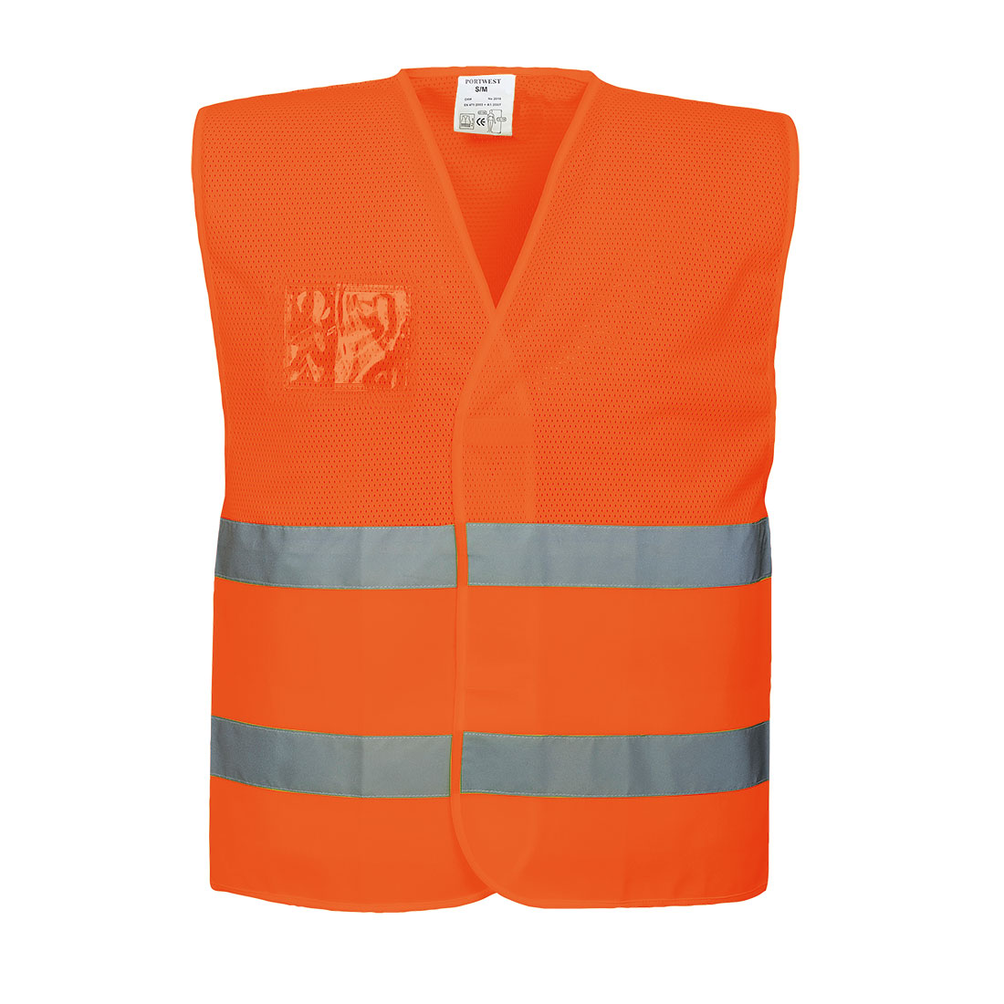 Hi-vis half mesh med to bånd - Orange