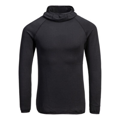 Baselayer trøje m. lange ærmer og hætte - Sort