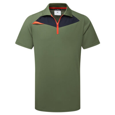 DX4 2-farvet poloshirt K/Æ - Mosgrøn