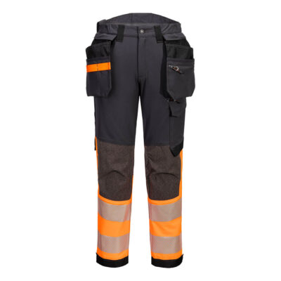 EV4 hi-vis stretch klasse 1 bukser med hængelommer - Metalgrå/Orange