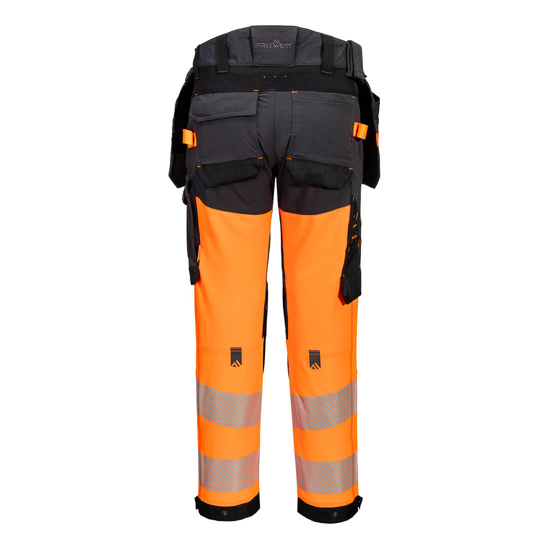 EV4 hi-vis stretch klasse 1 bukser med hængelommer - Metalgrå/Orange - Billede 2
